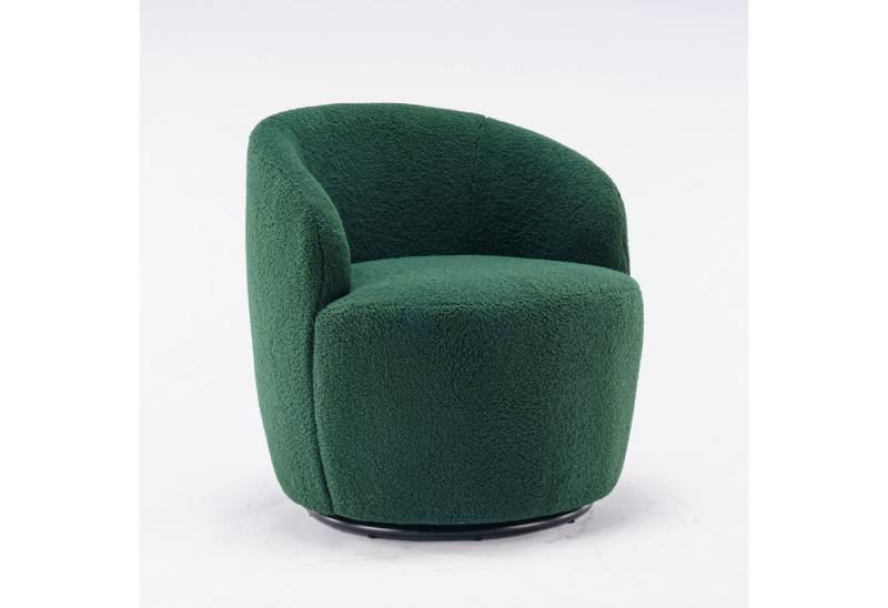 i@home Polsterstuhl Drehbarer Lounge-Sessel aus Teddy-Stoff, Gemütlicher Akzentstuhl im Fass-Design, 360° Rundfuß, gepolstert von i@home