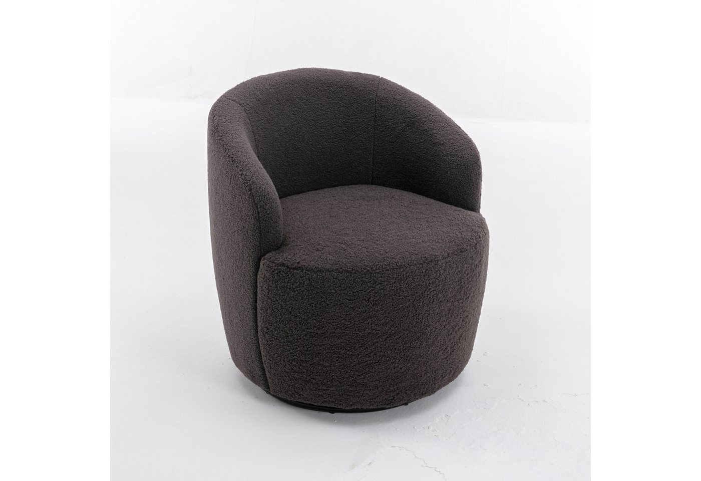 i@home Polsterstuhl Drehbarer Lounge-Sessel aus Teddy-Stoff, Gemütlicher Akzentstuhl im Fass-Design, 360° Rundfuß, gepolstert von i@home