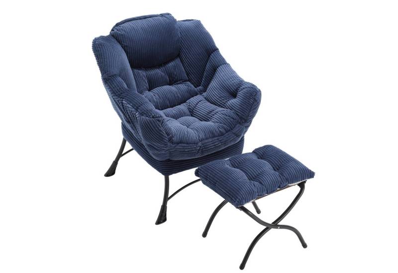 i@home Relaxsessel mit Hocker (Relaxsessel inkl. Hocker), mit Armlehnen und einer Seitentasche, grau von i@home