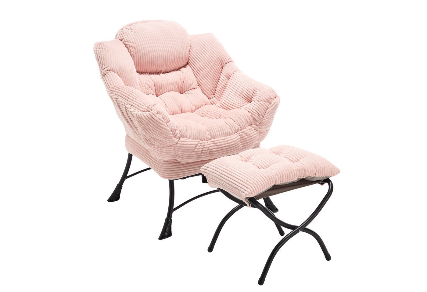 i@home Relaxsessel mit Hocker (Relaxsessel inkl. Hocker), mit Armlehnen und einer Seitentasche, grau von i@home