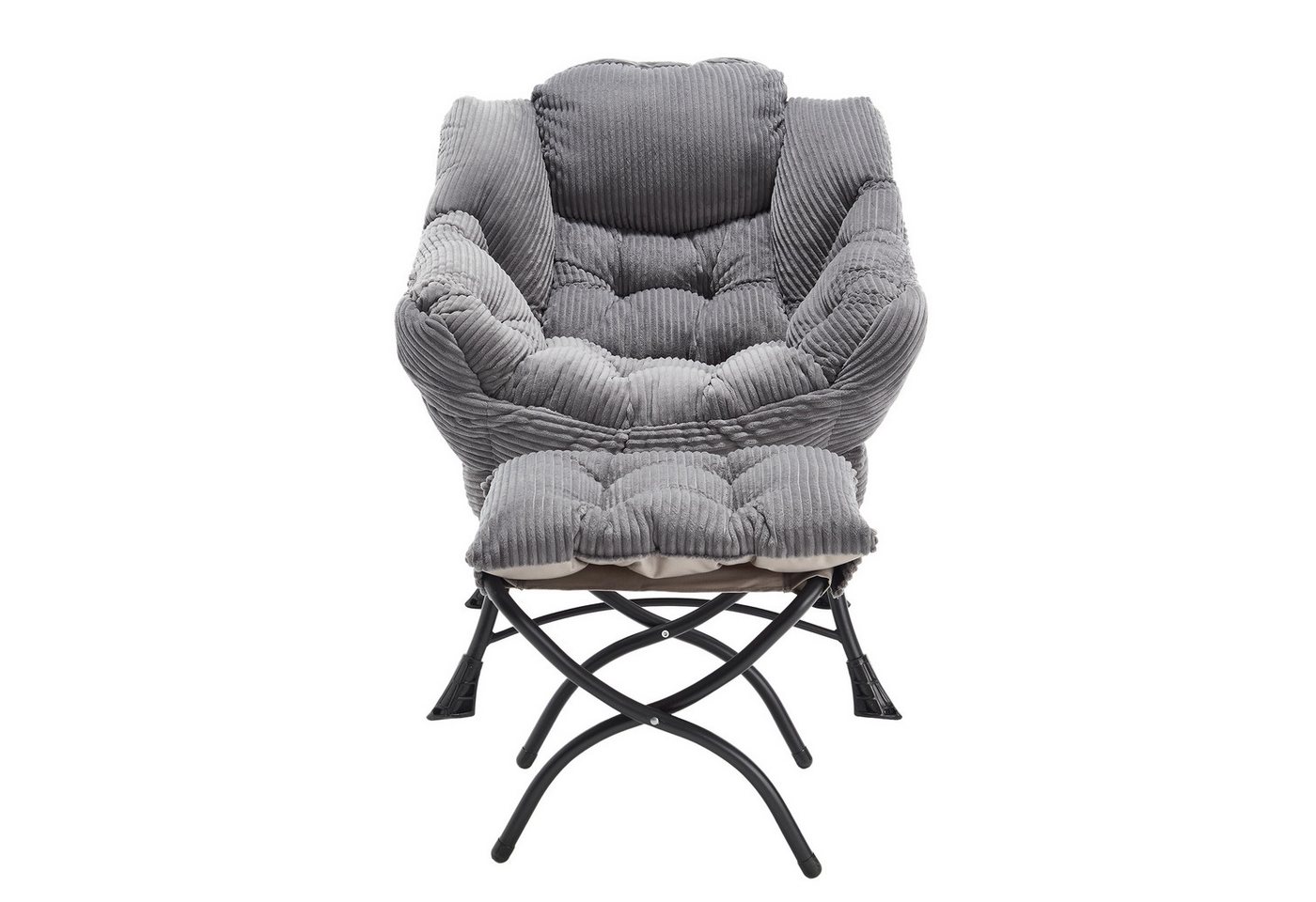 i@home Relaxsessel mit Hocker (Relaxsessel inkl. Hocker), mit Armlehnen und einer Seitentasche, grau von i@home