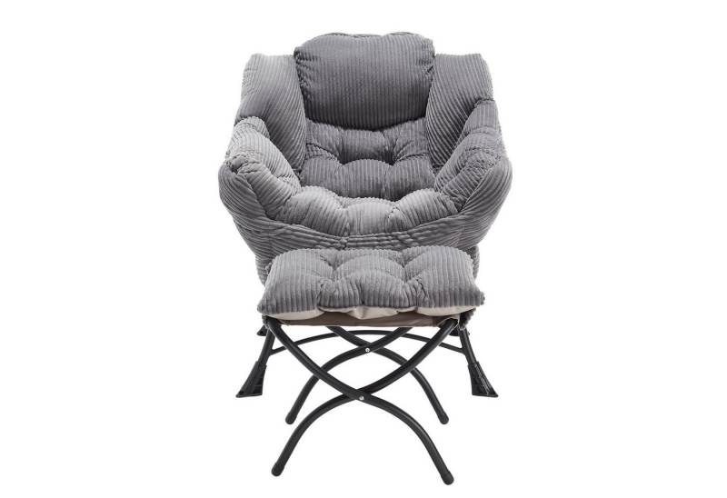 i@home Relaxsessel mit Hocker (Relaxsessel inkl. Hocker), mit Armlehnen und einer Seitentasche, grau von i@home