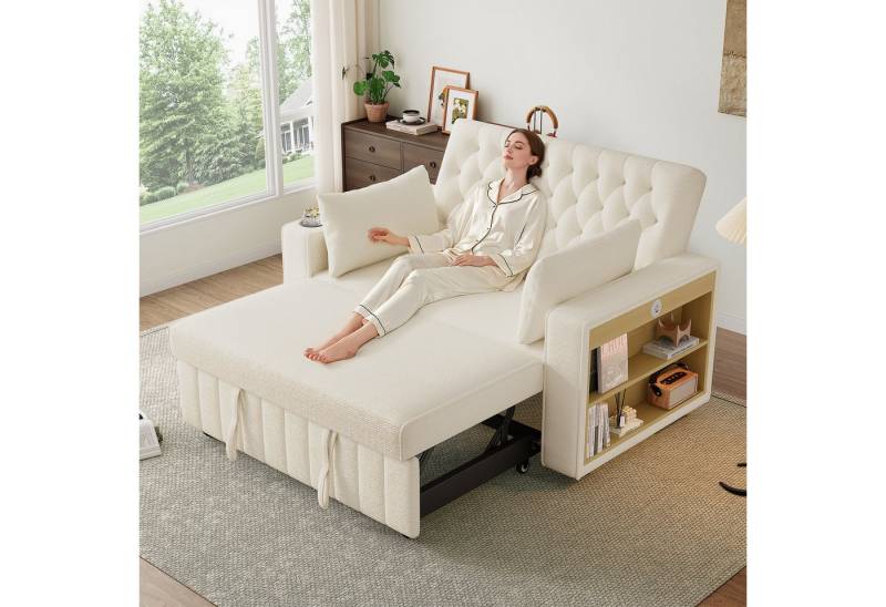 i@home Schlafsofa Doppelsitzer-Sofa, Klappsofa, platzsparende Couch, mit Stauraum und Schlaffunktion, Getränkehalter, USB-Ladeanschluss von i@home