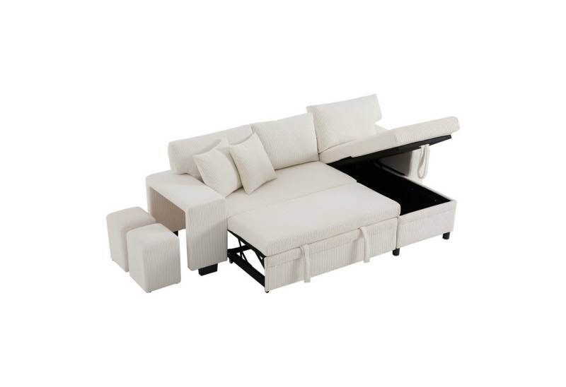 i@home Schlafsofa Klappsofa mit Schlaffunktion, L-förmiges Ecksofa, mit USB-Ladeanschluss und Kissen, weiß/Dunkelgrau von i@home