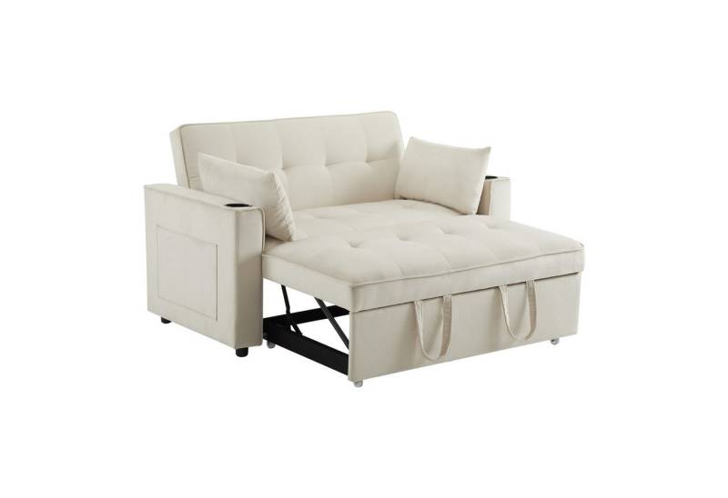 i@home Schlafsofa Multifunktionssofa mit Schlaffunktion, Schlafsofa mit Getränkehalter und Kissen, Rückenlehne neigbar 105°/140°/180°, geeignet für Wohnzimmer, Schlafzimmer, Heimkino-Wohnung, Grau von i@home