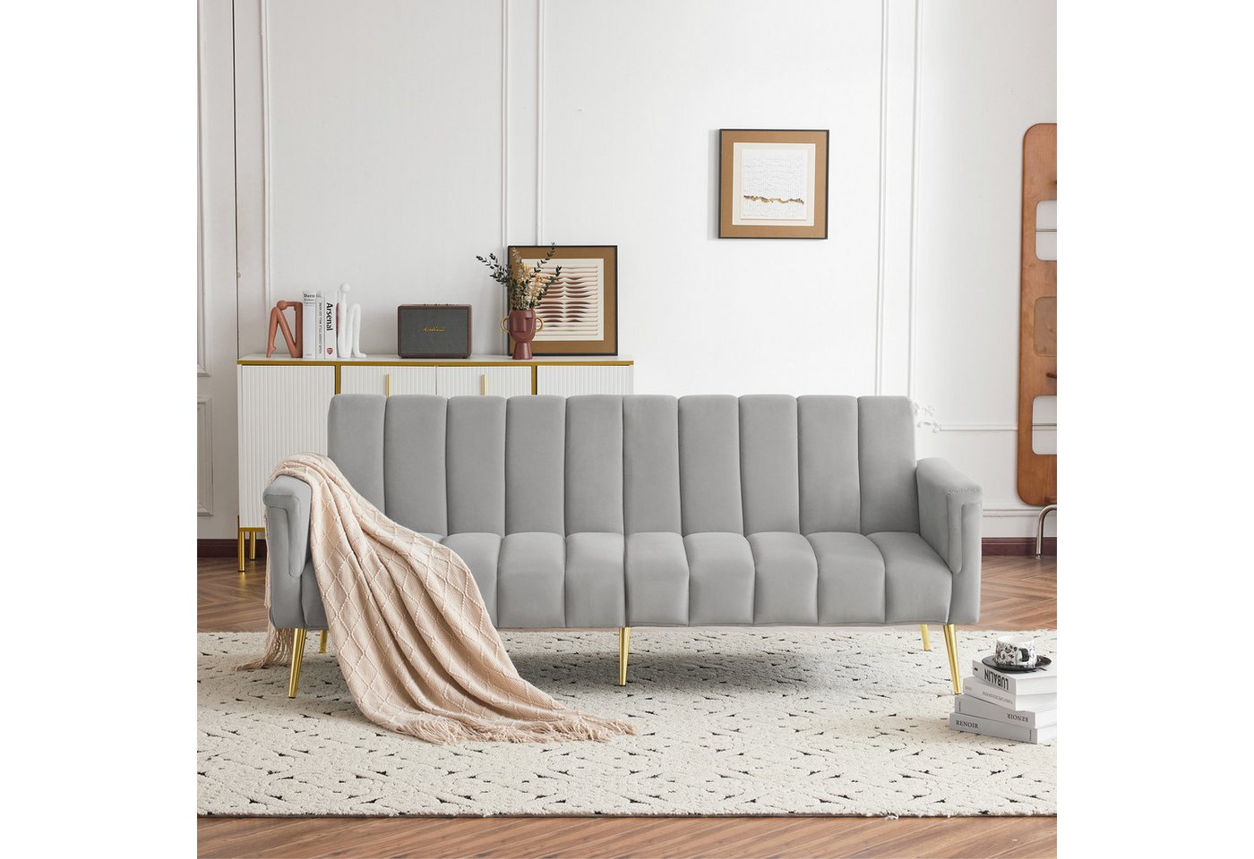 i@home Schlafsofa klappbares Sofa, Polstersofa, Schlafsofa mit Hilfsfüßen, mit Schlaffunktion, weiß/grau/schwarz i@home Schlafsofa klappbares Sofa, Polstersofa, Schlafsofa mit Hilfsfüßen, mit Schlaffunktion, weiß/grau/schwarz von i@home