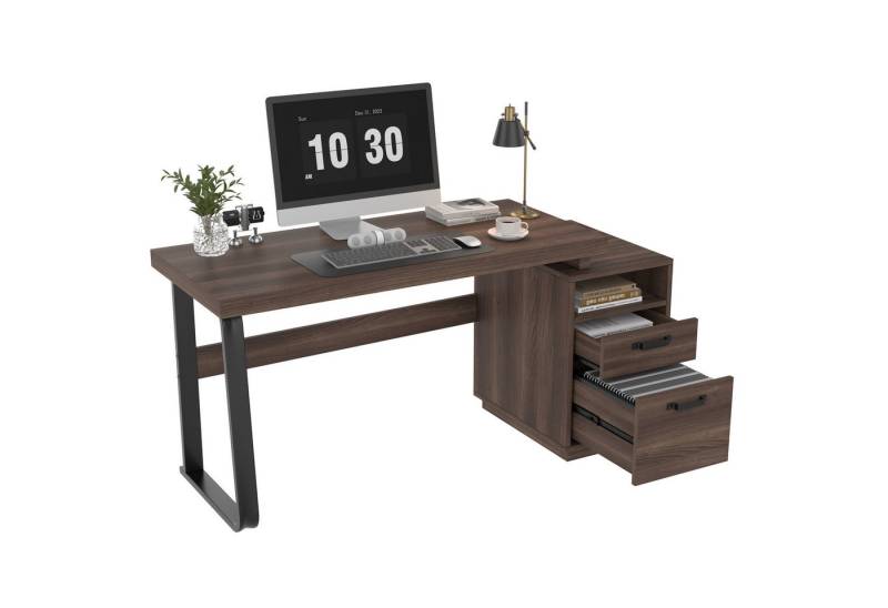 i@home Schreibtisch Büroschreibtisch, braun (Packung set, 1 Tisch), mit geräuschlose Schublade,161.0*54*76.3 von i@home