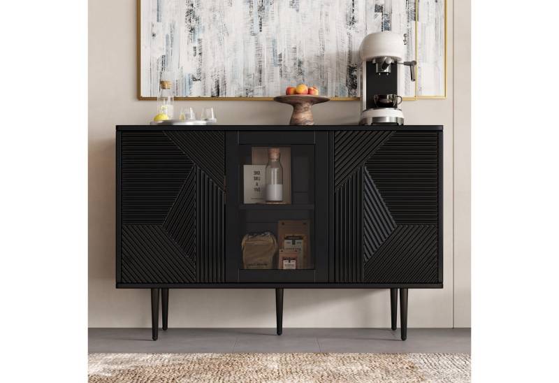 i@home Sideboard Kommode mit 3 Türen, mit Metalfüßen und Glastüren von i@home