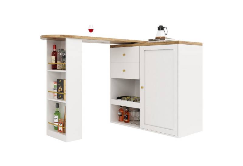 i@home Sideboard mit 360° drehbare Bartisch und Arbeitstisch (Packung Set, 1 Sideboard), mit 2 Schubladen und 3 offener Stauraum von i@home