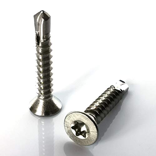 100 Stück Bohrschrauben 6,3 mm x 60 mm DIN 7504 O Edelstahl A2 Senkkopf TORX Blechschrauben selbstschneidend von i-mex