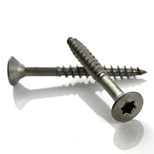 Edelstahl Spanplattenschrauben aus A2 V2A VA Teilgewinde mit Torx TX Senkkopf Schrauben Holzschrauben Edelstahlschrauben Universalschrauben (1000, 4,5 x 25 mm) von i-mex