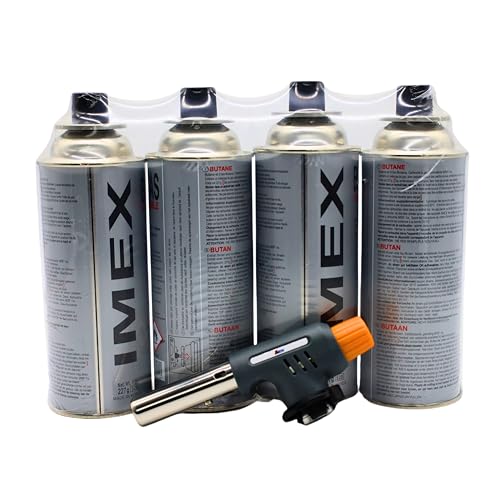 i-mex Imex Bunsenbrenner Lötbrenner Flambierer Piezo (Set mit 4 Gaskartusche) von IMEX