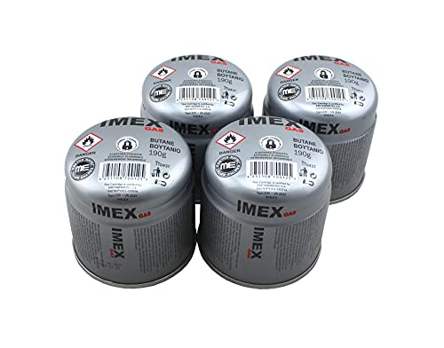 IMEX Butan Gaskartuschen 190g Stechkartuschen - Einfache Handhabung, Passend für Alle Gängigen Campingkocher (12 Stück) von IMEX