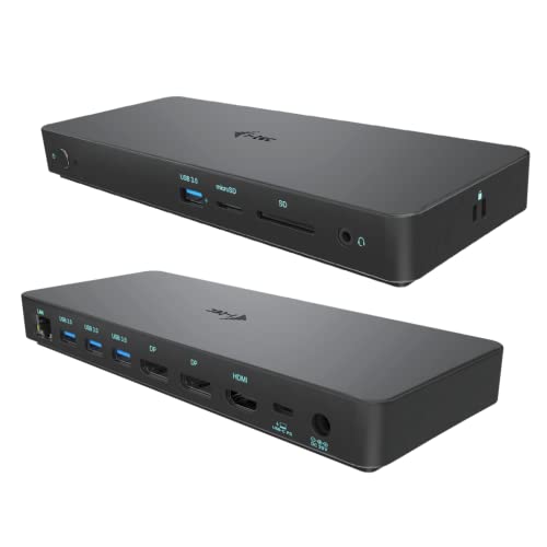 i-tec USB-C Dockingstation 3x4K mit 100W Stromversorgung - 2X DisplayPort 1x HDMI 1x GLAN 4X USB 3.0 1x Audio/Mik 1x SD 1x MicroSD, für Windows MacOS, Thunderbolt 3 Kompatibel von i-tec