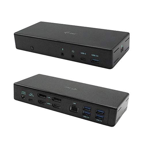 i-tec USB-C Quattro Dockingstation für 4 Bildschirme mit Stromversorgung 85W - 2X DisplayPort, 2X HDMI, 1x GLAN, 5X USB 3.0, 1x USB-C, 2X Jack für Audio und Mikrofon von i-tec