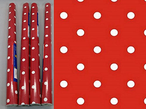 i.st home 4er Set Klebefolie Punkte rot - Selbstklebende Folie - 4 Rollen Dekorfolie DOTS red je 45 cm x 200 cm - Möbelfolie Selbstklebefolie Vintage Retro Bastelfolie von i.st home