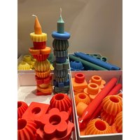 Handgemachte Stapelbare Kerze Bausteine 11 Teile Set Stapelkerze Kerzenset 1 Plus 10 Stapel Ohne Duft Sojawachs von iARTcreativSTUDIO