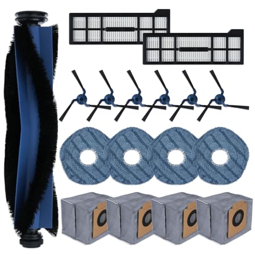 iAmoy X10 Pro Zubehörset für eufy X10 Pro Omni Saugroboter,1 Rollbürste mit Borsten und Gummi, 6 Seitenbürsten, 2 HEPA-Filter,4 Wischtücher und 4 Staubbeutel,Ersatzteilset für Eufy X10 Pro Omni von iAmoy
