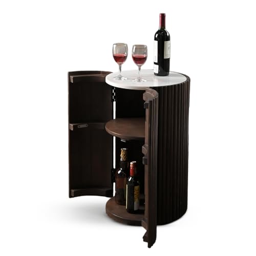 iAnanas Barschrank Premium Luxus Rustikales Weinregal aus Holz mit Marmorplatte dekorativer Weinständer Stauraum für Getränke und Gläser ideal für Wohnzimmer Party Raum Bistro Hausbar von iAnanas