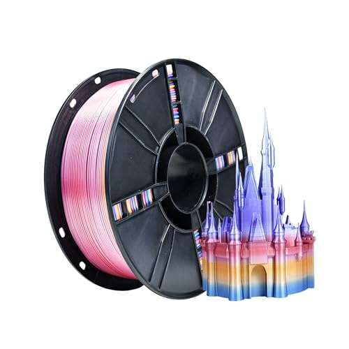 iBOSS Cosmic Rainbow 3D PLA Filament 1,75 mm +/- 0,02 mm, 1 kg Seide Cosmic Rainbow PLA+ 3D-Drucker Filament Farbwechsel Rainbow Multicolor Durable PLA Plus Filament für FDM 3D-Drucker von iBOSS