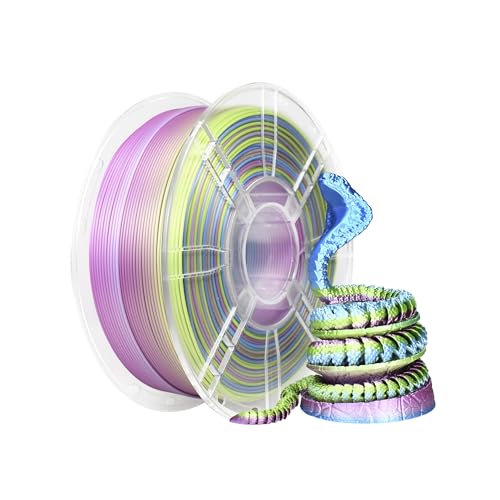 iBOSS Dreifarbiges PLA+ Filament 1.75mm, 3D-Drucker Filament PLA PLUS 1,75+/-0,02 mm,1 kg/Spule,Dreifarbiges Seiden-PLA PRO Filament, Hochglänzende Oberfläche, Seide Gelb Violett Blau von iBOSS
