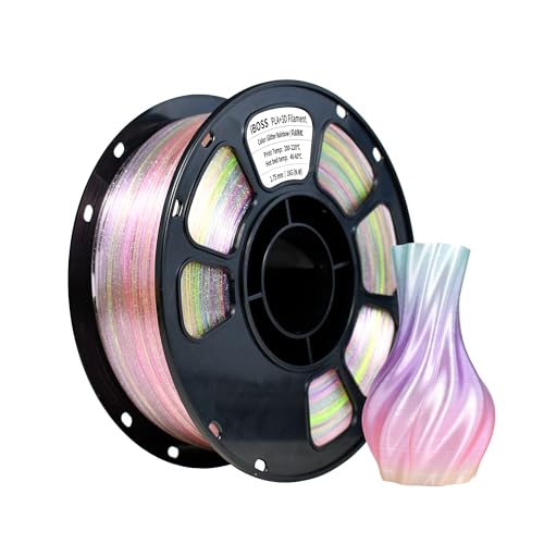 iBOSS Flash Rainbow PLA PLUS Filament, transparentes 3D-Drucker-Filamentmaterial, PLA + Filament 1,75 mm Maßgenauigkeit +/- 0,02 mm, geeignet für die meisten FDM 3D-Drucker (Flammpunkt Regenbogen) von iBOSS