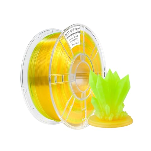 iBOSSPLA+ Farbverlaufsfilament 1,75 mm, PLA+3D-Druckerfilament, Genauigkeit +/- 0,02 mm, 1 kg Spule (2,2 Pfund) für die meisten FDM-Drucker (transparent hellorangegrün) von iBOSS