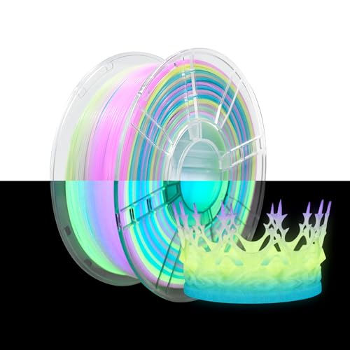 iBOSS Leuchtet PLA+ Filament 1,75 mm ±0,02 mm,Glow In The Dark, 3D-Druck-Filament 1 kg(2.2lb), Mehrfarbig Luminescent Filament, Passen die meisten FDM Drucker, Luminous Phantom Regenbogen von iBOSS