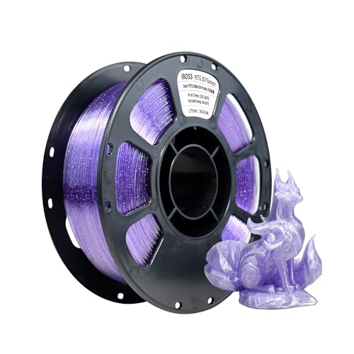 iBOSS PETG Flash Point Farbe lila, transparentes Flash-3D-Druckerfilament, 1,75 mm Maßgenauigkeit +/- 0,02 mm, geeignet für die meisten 3D-Drucker (PETG Flash Point Farbe lila) von iBOSS