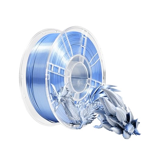 iBOSS PLA+ Filament blau und silber Filament, helles und hartes 3D-Druckermaterial, 1,75 mm +/- 0,02 mm 1 kg Spule (2,2 LBS), geeignet für die meisten FDM-Drucker, seidenblaues Silber von iBOSS