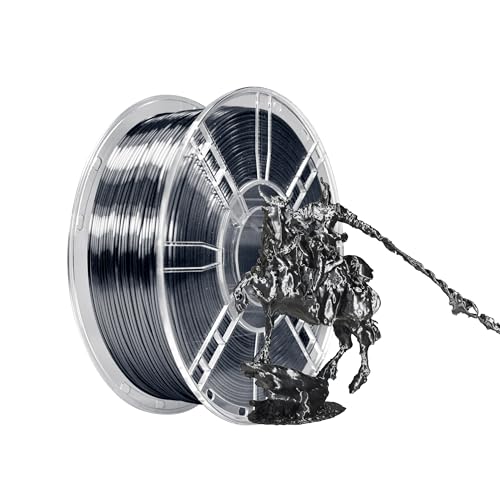 iBOSS PLA+ Filament 1,75 mm Seideneisen schwarz, glattes Filament 3D-Druckmaterial, Größengenauigkeit +/-0,02 mm, 1KG/Spule, 2,2 Pfund kompatibel mit den meisten FDM-Druckern (Eisenschwarz) von iBOSS