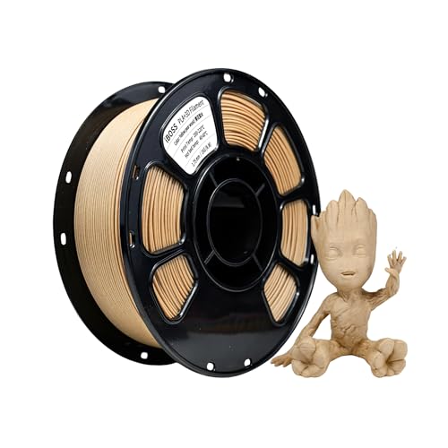 iBOSS PLA+ Holzfilament, 1,75 mm, 1 kg, natürliche Holzstruktur, grünes Material, Maßgenauigkeit +/- 0,02 mm, kompatibel mit FDM 3D-Drucker (Palisandergelb) von iBOSS