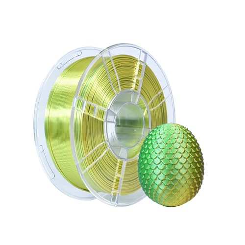 iBOSS PLA 3D-Drucker-Filament, PLA-Filament 1,75 mm zweifarbiges Seidenfilament, Co-Extrusion glänzendes 3D-Druck-Filament 1 kg (2,2 lbs), zweifarbig Gelbgrün von iBOSS
