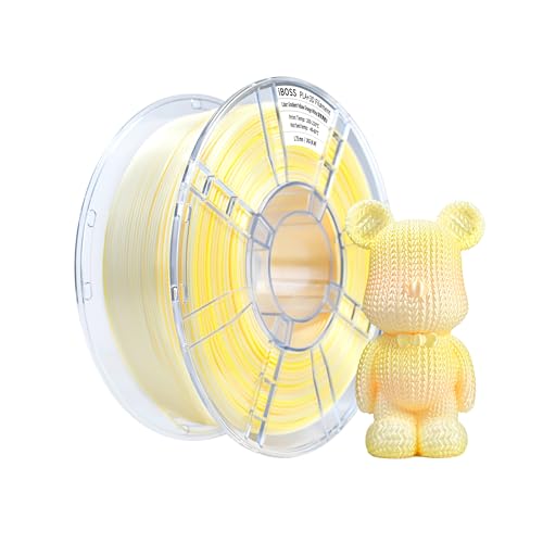 iBOSS Seide Gradient PLA Plus (PLA+) 3D-Drucker-Filament 1,75 +/- 0,02 mm, 1 kg Spule (2,2lbs) Dreifarbiges PLA Pro 3D-Filament, Passend für die meisten FDM-Drucker (Farbverlauf Gelb Orange Weiß) von iBOSS
