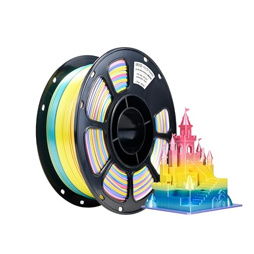 iBOSS Seide Mini Regenbogen PLA+ Filament 1,75mm+/-0.02mm, 1kg (2,2lb), verschleißfestes und glattes PLA PRO 3D-Druckfilament, geeignet für die meisten FDM-Drucker von iBOSS