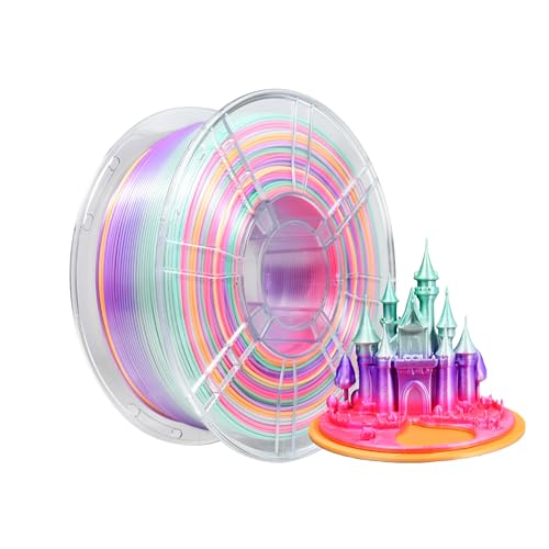 iBOSS Seide Süßigkeiten Regenbogen PLA+ Filament Hochgeschwindigkeits-Mehrfarb 3D Filament, 1KG 3D-Drucker PLA PRO Filament 1,75 mm +/- 0,02 mm Passen die meisten FDM-Drucker von iBOSS