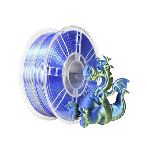 iBOSS zweifarbiges Seidenfilament 1 kg glänzendes glänzendes Filament 1,75 mm +/- 0,02 mm, geeignet für die meisten FDM-Drucker Seidenblaugold von iBOSS