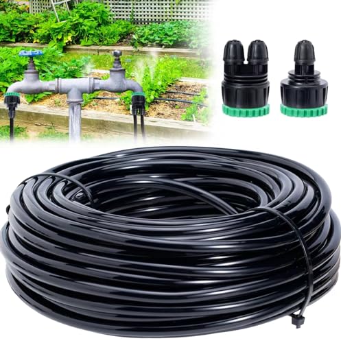 iBamso 20m Garten Bewässerungsschlauch Tropfbewässerungsleitung, 4/7mm PVC Micro Drip System Verbindungsrohr Wasser System Schlauch for Rasenflächen, Gärten, landwirtschaftliche Bewässerung von iBamso