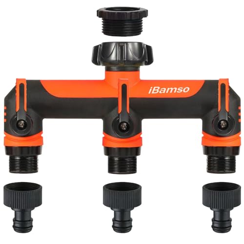 iBamso 3-Wege Verteiler, 3/4 Zoll Wasserverteiler, Anschlussmöglichkeit für 3 Geräte an den Wasserhahn, Gartenschlauch Adapter Verlängerter Griff, Individuell Wasserdurchfluss regulier - Orange iBamso 3-Wege Verteiler, 3/4 Zoll Wasserverteiler, Anschlussmöglichkeit für 3 Geräte an den Wasserhahn, Gartenschlauch Adapter Verlängerter Griff, Individuell Wasserdurchfluss regulier - Orange von iBamso