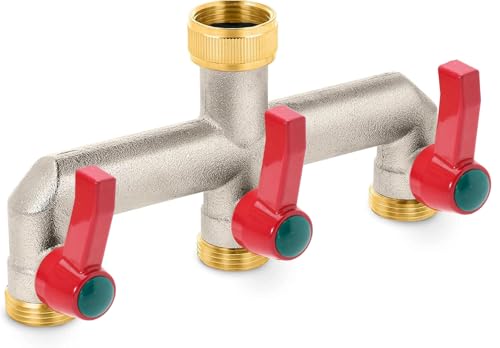 iBamso 3-Wege Verteiler, Wasserverteiler 3-Wege aus Messing, zum Anschluss 3 Geräten Gartenschlauch Adapter, Wasserdurchfluss Regulier und Absperrbar für großen Garten Bewässerung GartenschläUche iBamso 3-Wege Verteiler, Wasserverteiler 3-Wege aus Messing, zum Anschluss 3 Geräten Gartenschlauch Adapter, Wasserdurchfluss Regulier und Absperrbar für großen Garten Bewässerung GartenschläUche von iBamso