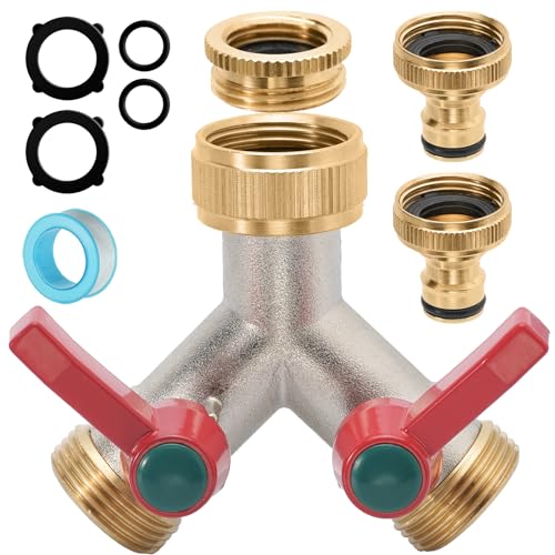 iBamso Messing 2 Wege Y Verteiler mit 3/4 Zoll Schlauchanschluss, 1/2" und 3/4" Wasserverteiler 2-Wege Gartenschlauch Adapter Verlängerter Griff, Gartenschlauch Verteiler für Garten Bewässerung Küche iBamso Messing 2 Wege Y Verteiler mit 3/4 Zoll Schlauchanschluss, 1/2" und 3/4" Wasserverteiler 2-Wege Gartenschlauch Adapter Verlängerter Griff, Gartenschlauch Verteiler für Garten Bewässerung Küche von iBamso