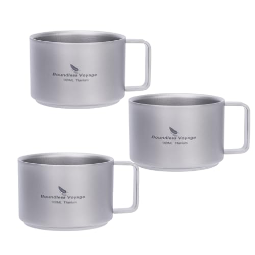 iBasingo 100ml Titan Doppelwandige Kaffee Tasse Mini Becher Espresso Tasse Outdoor Camping Reisen Tragbar Langlebig Metall Trinkgeschirr Ti3085D (3) von iBasingo