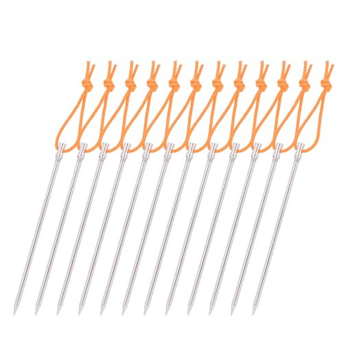 iBasingo 12 Stück/los Titan Heringe 16.5 cm Ultraleicht Zelt Stakes Heavy Duty Zelt Nägel Outdoor Markise Stakes Camping Ground Pin Zelt Zubehör für Gras Harten Boden mit Seil nur 16g/pc Ti4005P von iBasingo