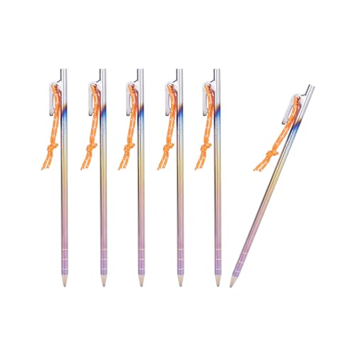 iBasingo 24cm Titan Legierung Heringe Camping Zelt Nägel Heavy Duty Zelthering aus Titan Bunte Gemahlene Nägel Langlebige Camp Pins Garten Stakes Tent Markise Tarp Pegs 6 Stück/Los Ti4013PM von iBasingo