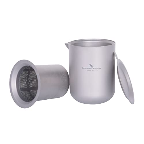 iBasingo 350 ml Titan Teekannen Set mit Filter Doppellagige Tee Infuser für losen Tee Outdoor Camping Tee Service Reisen Sie Tragbare Chinesische Teeware Leichte Tee Sachen mit Sieb Ti3106D von iBasingo