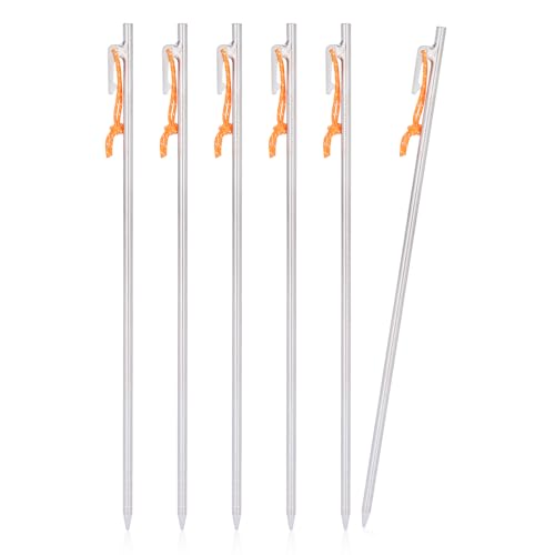 iBasingo 40cm Zelt Heringe Titanlegierung Pegs Camping Zelt Stakes Outdoor Markisen Pins Leichte Heavy Duty Zelt Nägel Wandern Backpacking Zeltzubehör für Harten Boden 6 Stück/Lot Ti4012P40L von iBasingo