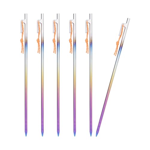 iBasingo 6 Stück Zeltnägel aus Titanlegierung 35cm Heavy Duty & Windfest für Camping, Zelt, Tarps Stabile Zeltpflöcke mit gemahlener Spitze, Langlebig & Leicht Ti4013P von iBasingo