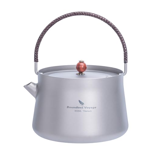 iBasingo 800ml Titan Tee Kessel mit Filter Leichte Teekanne Camping Kochfeld Wasserkocher Outdoor Wander Wasserkrug Ti3094D von iBasingo