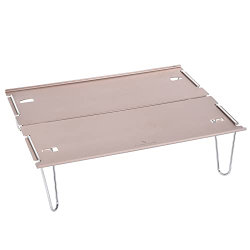 iBasingo Tragbarer Camping Klapptisch Aluminiumlegierung Mini Tisch Leicht Outdoor Falttisch Laptop Tablett Esstisch Picknick Teetisch Tischplatte Rucksackreisen Wandern Ausrüstung (Hellbraun-BVT01) von iBasingo