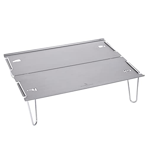 iBasingo Tragbarer Camping Klapptisch Aluminiumlegierung Mini Tisch Leicht Outdoor Falttisch Laptop Tablett Esstisch Picknick Teetisch Tischplatte Rucksackreisen Wandern Ausrüstung (Hellgrau-BVT01) von iBasingo